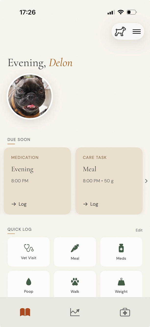 Bond medication screen showing today's doses and the week at a glance